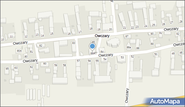 Owczary, Owczary, 84A, mapa Owczary