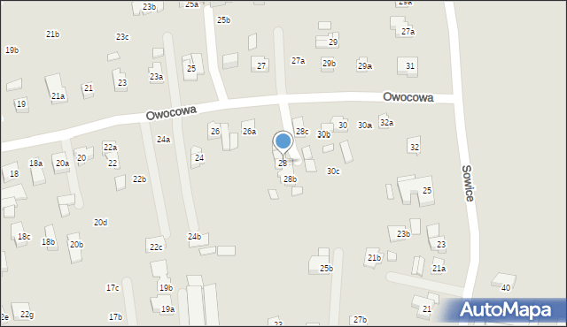 Poznań, Owocowa, 28, mapa Poznania