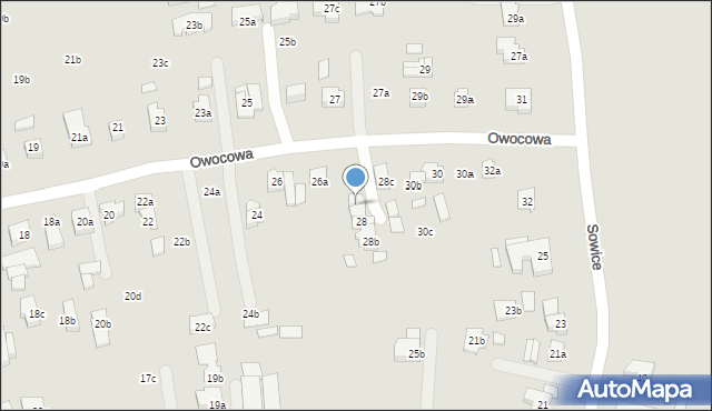 Poznań, Owocowa, 28a, mapa Poznania