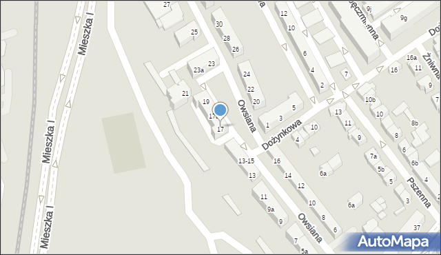 Poznań, Owsiana, 17, mapa Poznania