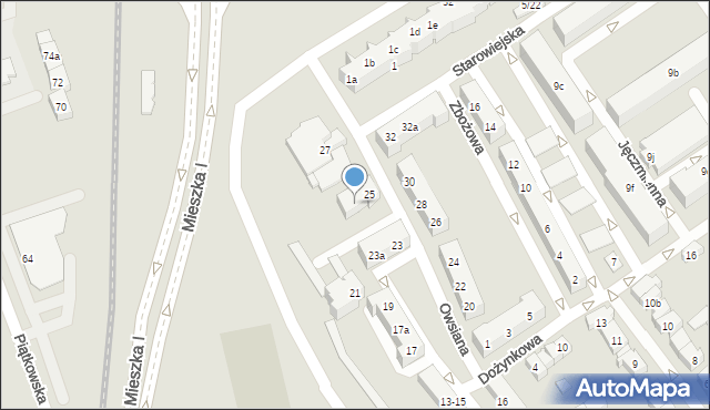 Poznań, Owsiana, 25a, mapa Poznania