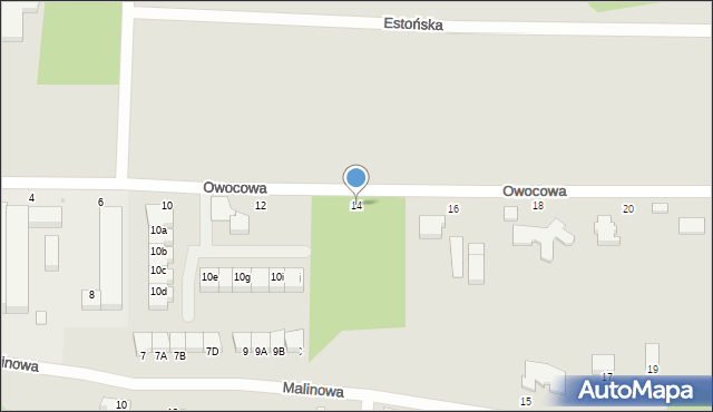 Słupsk, Owocowa, 14, mapa Słupska