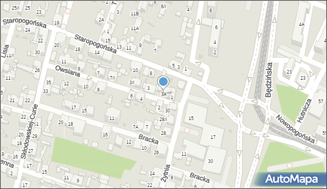 Sosnowiec, Owsiana, 3A, mapa Sosnowca