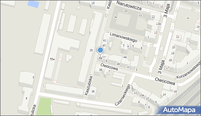 Szczecin, Owocowa, 6a, mapa Szczecina