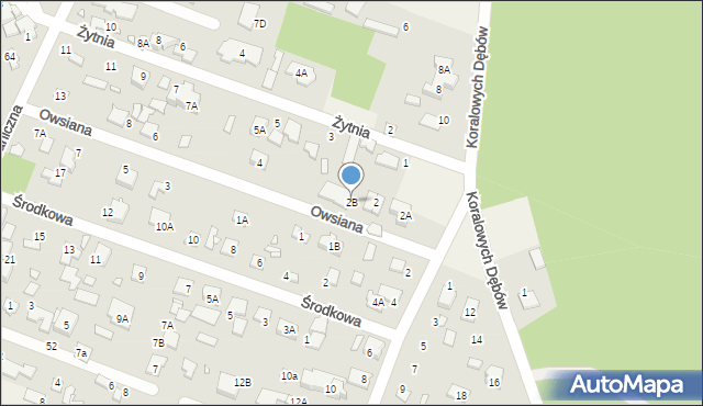 Zalesie Górne, Owsiana, 2B, mapa Zalesie Górne