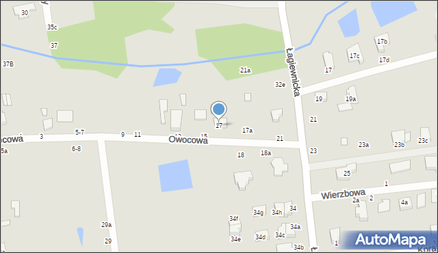 Zgierz, Owocowa, 17, mapa Zgierz