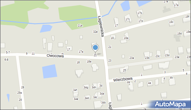 Zgierz, Owocowa, 21, mapa Zgierz