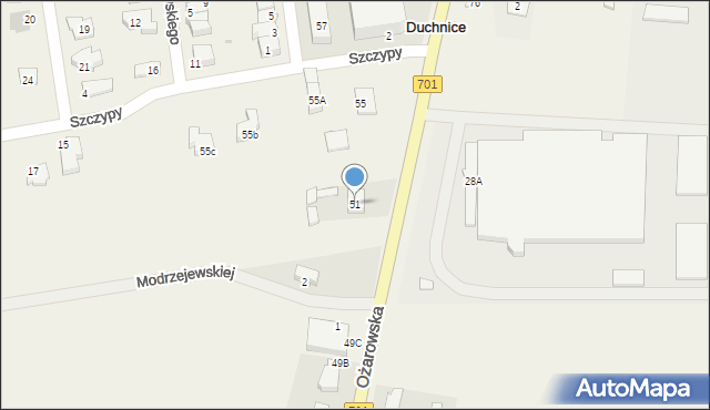 Duchnice, Ożarowska, 51, mapa Duchnice