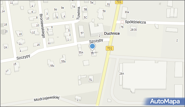 Duchnice, Ożarowska, 55, mapa Duchnice