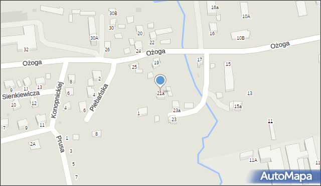 Dynów, Ożoga Józefa, ks., 21a, mapa Dynów