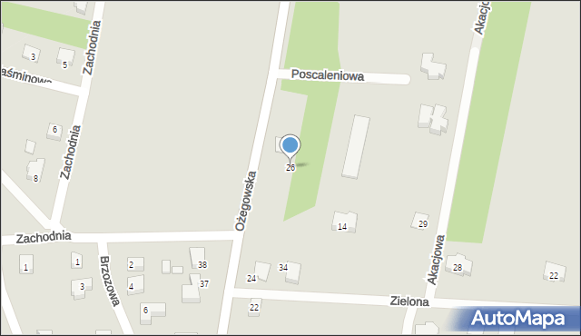 Działoszyn, Ożegowska, 26, mapa Działoszyn