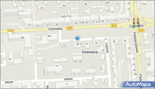 Opole, Ozimska, 52, mapa Opola