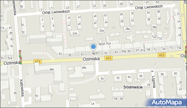 Opole, Ozimska, 59, mapa Opola