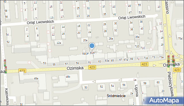 Opole, Ozimska, 61A, mapa Opola