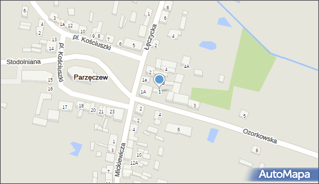 Parzęczew, Ozorkowska, 1, mapa Parzęczew