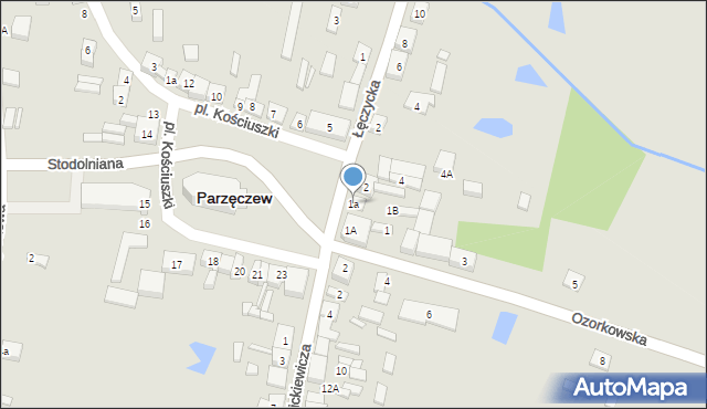 Parzęczew, Ozorkowska, 1a, mapa Parzęczew