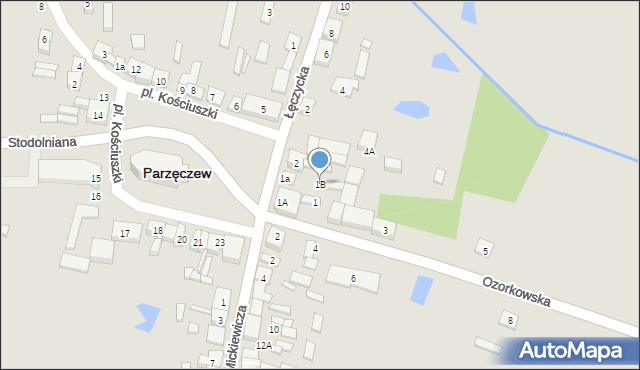 Parzęczew, Ozorkowska, 1B, mapa Parzęczew