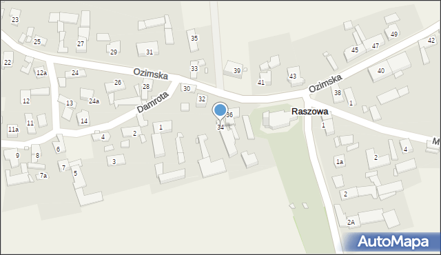 Raszowa, Ozimska, 34, mapa Raszowa
