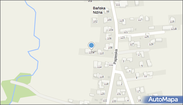 Bańska Niżna, Papieska, 110a, mapa Bańska Niżna