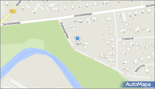 Bartoszyce, Partyzantów, 5A, mapa Bartoszyce