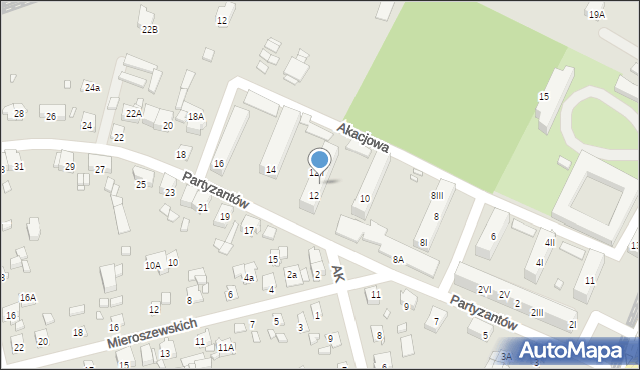 Będzin, Partyzantów, 12a, mapa Będzin