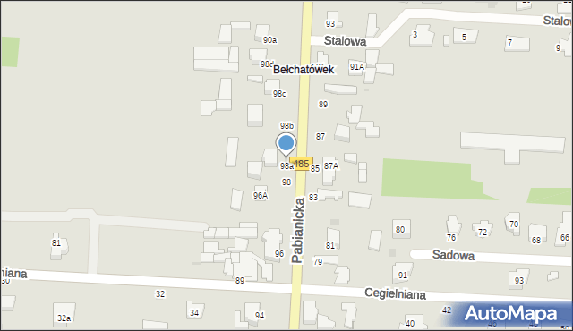 Bełchatów, Pabianicka, 98a, mapa Bełchatów