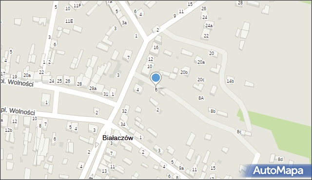 Białaczów, Parczowska, 6, mapa Białaczów