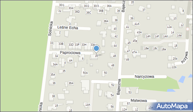 Białystok, Paprociowa, 10, mapa Białegostoku