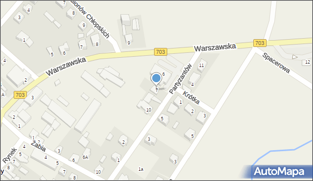 Bielawy, Partyzantów, 7, mapa Bielawy