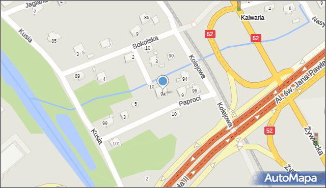 Bielsko-Biała, Paproci, 9a, mapa Bielsko-Białej