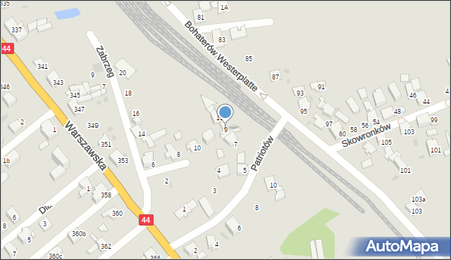 Bieruń, Patriotów, 9, mapa Bieruń