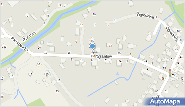 Błażowa, Partyzantów, 14, mapa Błażowa