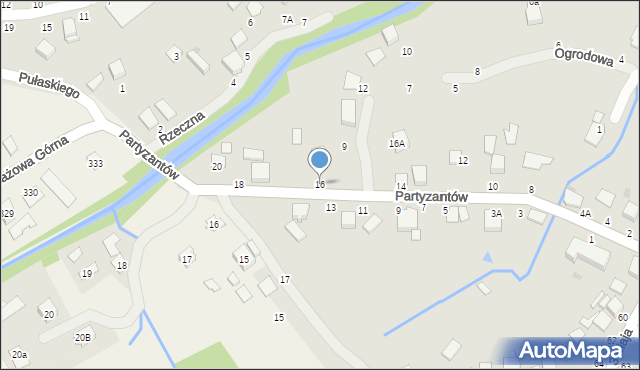 Błażowa, Partyzantów, 16, mapa Błażowa