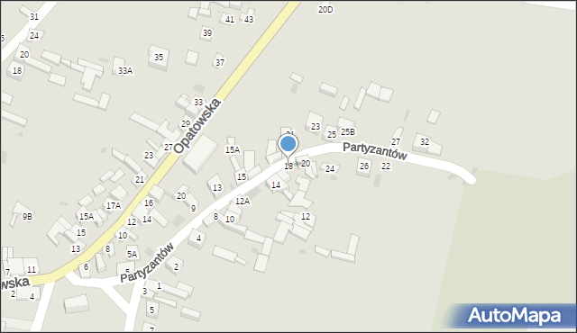 Bodzentyn, Partyzantów, 18, mapa Bodzentyn