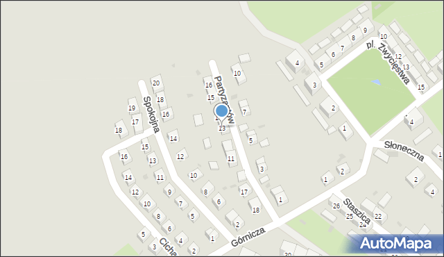 Boguszów-Gorce, Partyzantów, 13, mapa Boguszów-Gorce