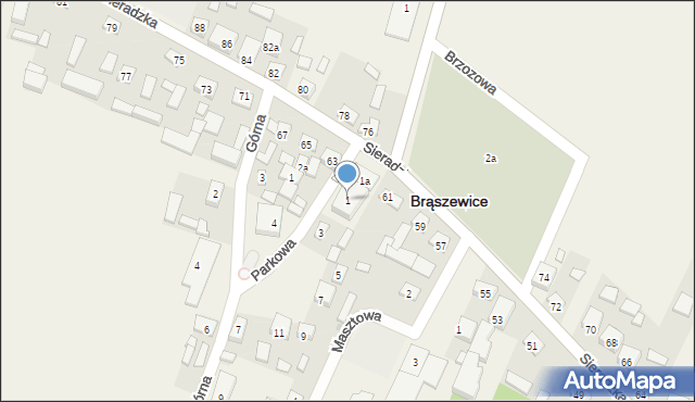 Brąszewice, Parkowa, 1, mapa Brąszewice