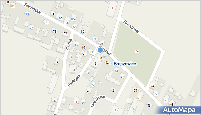 Brąszewice, Parkowa, 1a, mapa Brąszewice