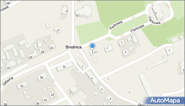 Brodnica, Parkowa, 1, mapa Brodnica