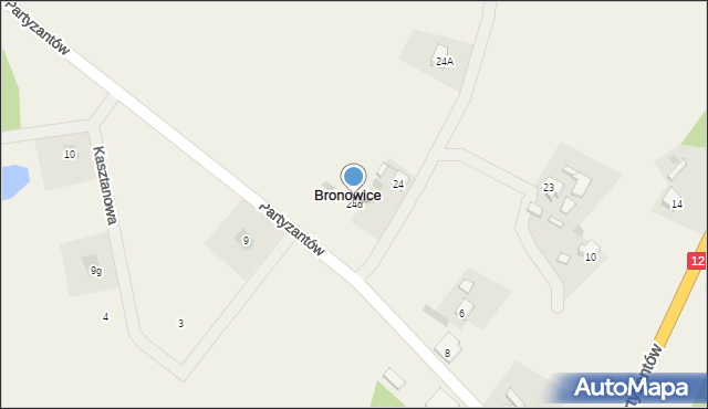 Bronowice, Partyzantów, 24d, mapa Bronowice