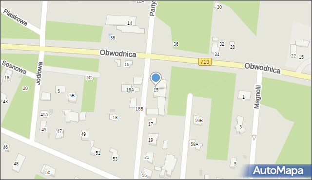 Brwinów, Partyzantów, 15, mapa Brwinów