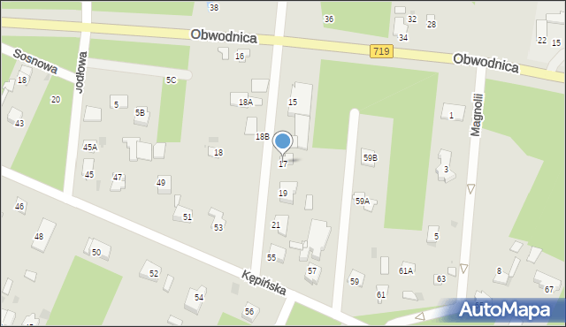 Brwinów, Partyzantów, 17, mapa Brwinów