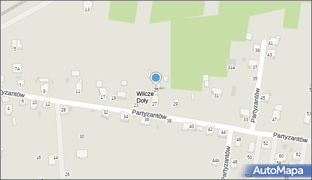 Brzeszcze, Partyzantów, 25, mapa Brzeszcze