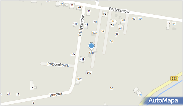 Brzeszcze, Partyzantów, 50B, mapa Brzeszcze