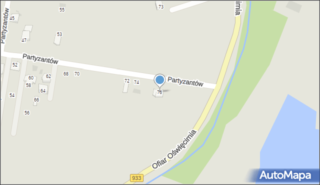 Brzeszcze, Partyzantów, 76, mapa Brzeszcze