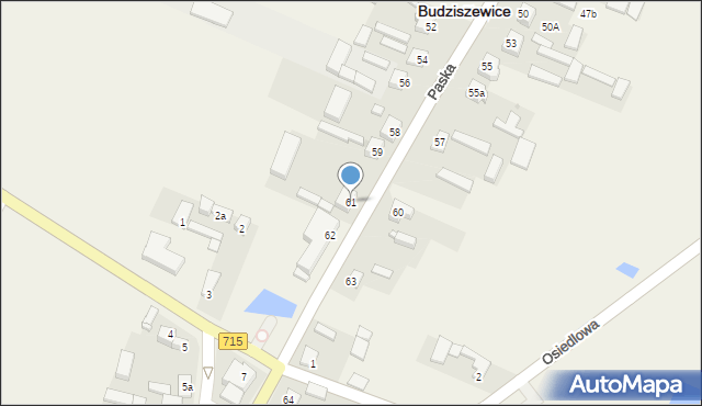 Budziszewice, Paska Jana Chryzostoma, 61, mapa Budziszewice