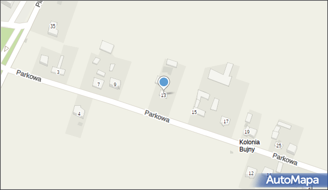 Bujny, Parkowa, 13, mapa Bujny