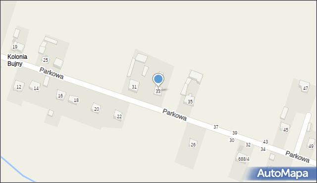 Bujny, Parkowa, 33, mapa Bujny