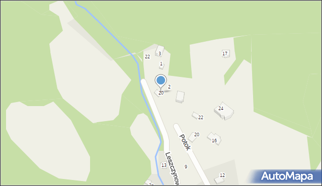 Bystra, Partyzantów, 20, mapa Bystra