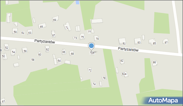 Cegłów, Partyzantów, 72A, mapa Cegłów