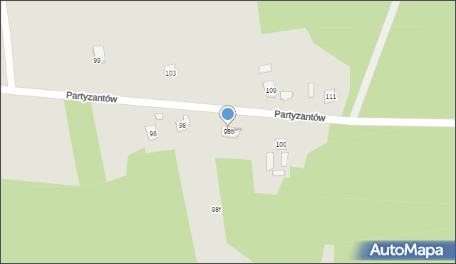 Cegłów, Partyzantów, 98b, mapa Cegłów